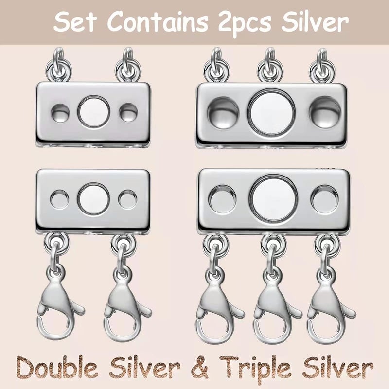 OHINGLT Necklace Layering Clasps Magnetic Slide Lock Clasp Necklace Connector Multi Strands Slide Tube Clasps - Image 5
